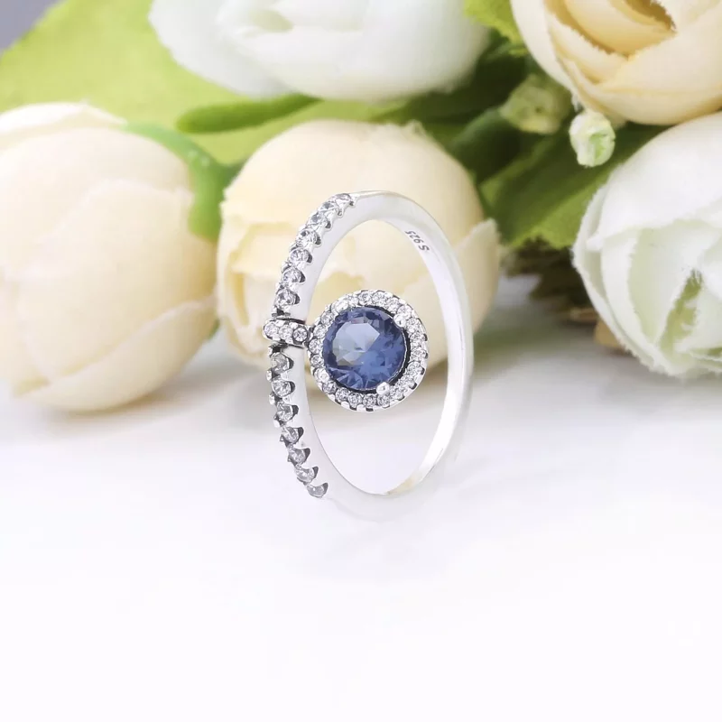 (imagen para) Anillo PANDORA Azul Brillante Colgante Redondo - 198491C02 - Ver 2