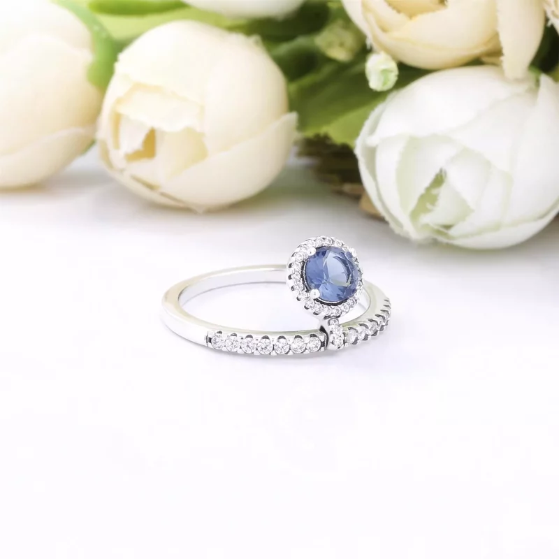 (imagen para) Anillo PANDORA Azul Brillante Colgante Redondo - 198491C02 - Ver 3