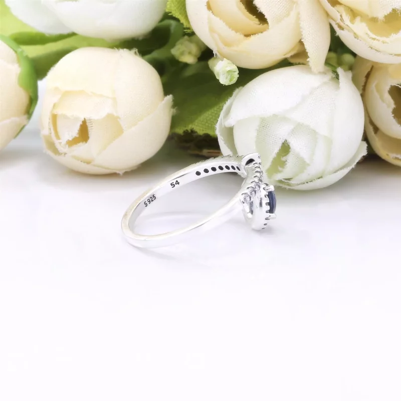 (imagen para) Anillo PANDORA Azul Brillante Colgante Redondo - 198491C02 - Ver 4
