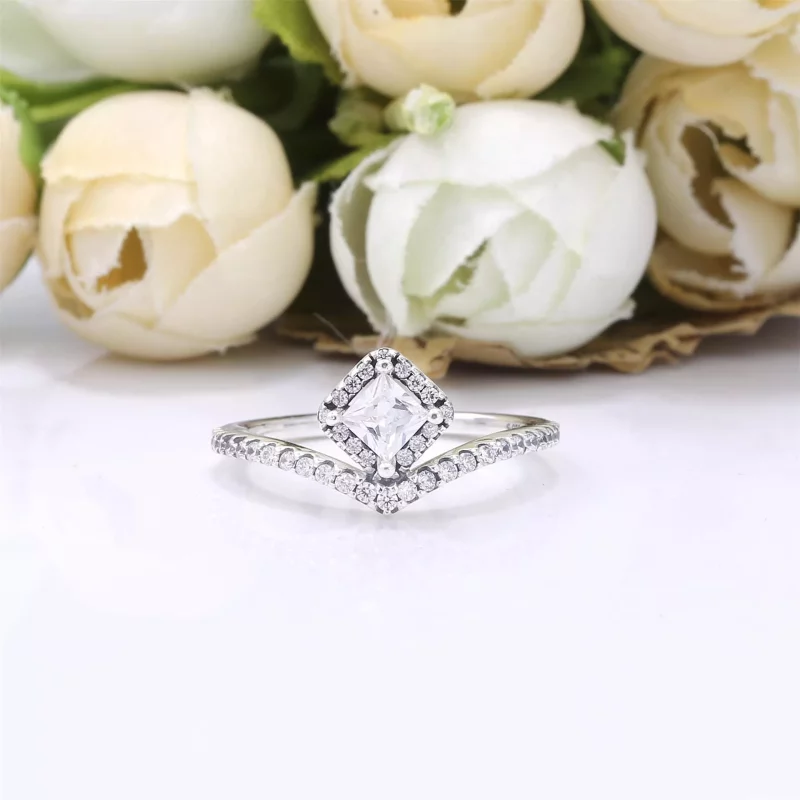 (imagen para) Anillo PANDORA Square Sparkle Wishbone - 198420C01 - Ver 3