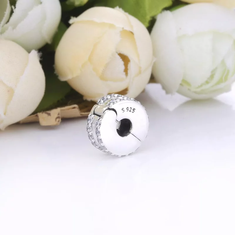 (imagen para) PANDORA Doble Línea Clip Charm con Pavé - 798422C01 - Ver 3