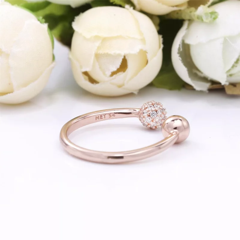 (imagen para) Anillo abierto de cuentas pulidas y pavé PANDORA - 188316CZ - Ver 3