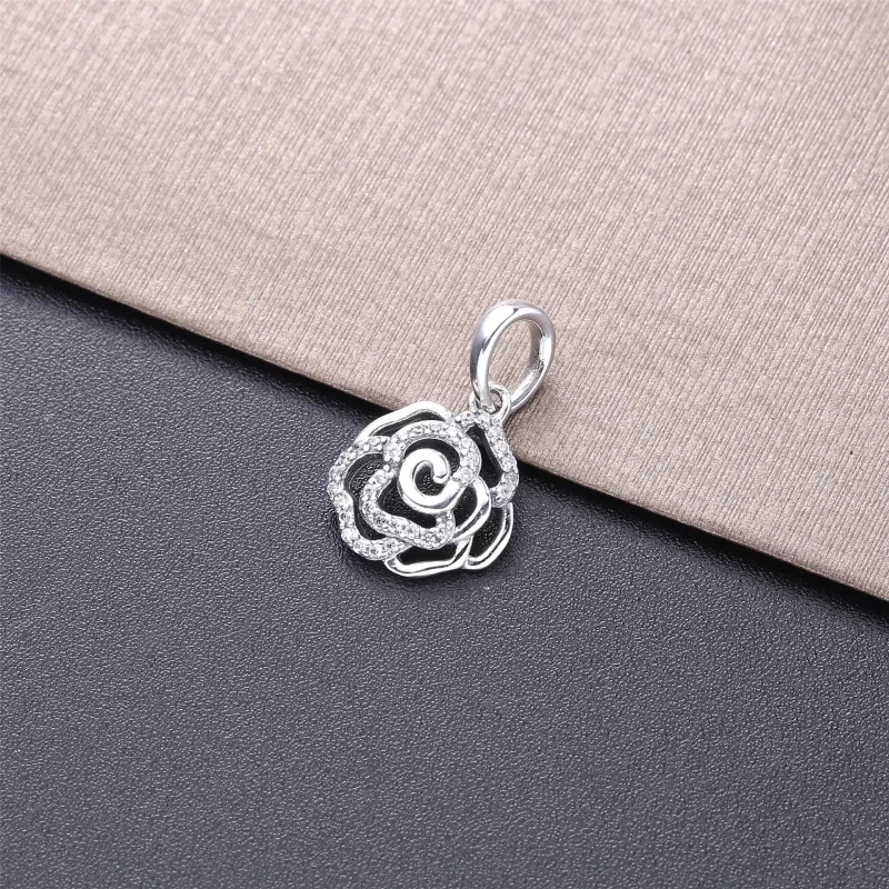 (imagen para) Collar colgante PANDORA Shimmering Rose - Circonita transparente - Ver 3