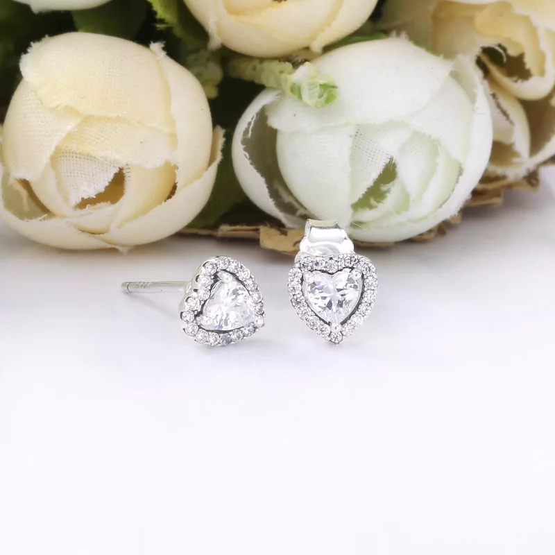 (imagen para) Pendientes de Botón Elevados de Corazón PANDORA - 298427C01 - Ver 2