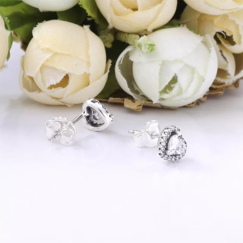 (imagen para) Pendientes de Botón Elevados de Corazón PANDORA - 298427C01 - Ver 3
