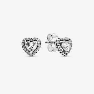 (imagen para) Pendientes de Botón Elevados de Corazón PANDORA - 298427C01