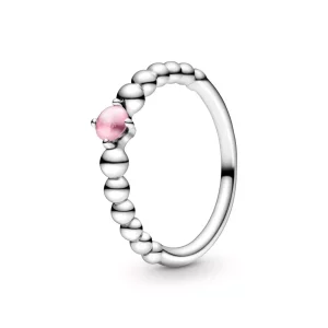 (imagen para) Anillo con cuentas en tono rosa pétalo de PANDORA - 198867C09
