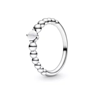 (imagen para) Anillo PANDORA de cuentas blancas lechosas - 198867C04