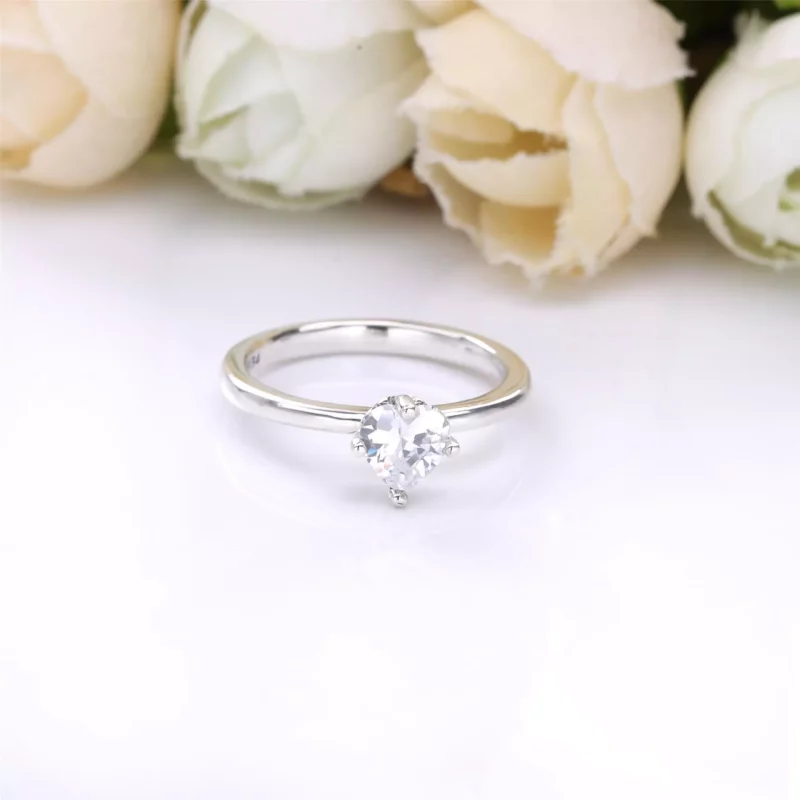 (imagen para) Anillo solitario PANDORA Corazón Transparente - 198691C01 - Ver 2