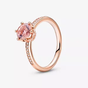 (imagen para) Anillo solitario PANDORA Pink Sparkling Crown - 188289C01