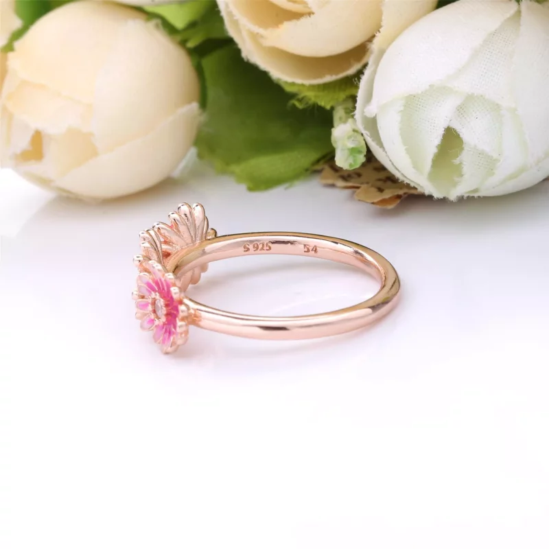 (imagen para) Anillo trío de flores PANDORA Pink Daisy - 188792C01 - Ver 4