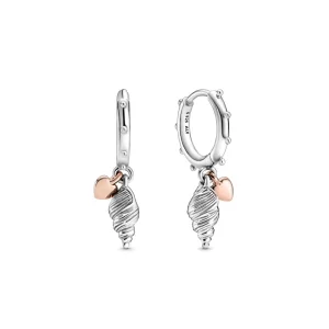(imagen para) Aretes de argolla con corazón y concha de PANDORA Rose para el verano 2020 - 289000C00