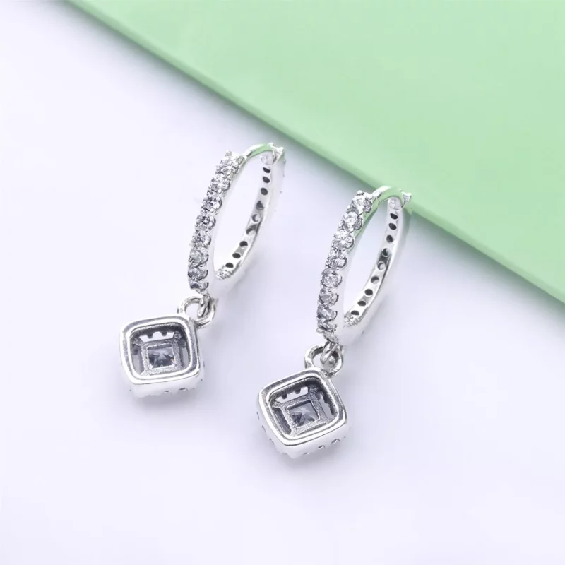 (imagen para) Aretes de aro PANDORA Square Sparkle - 298503C01 - Ver 2