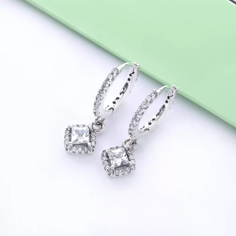 (imagen para) Aretes de aro PANDORA Square Sparkle - 298503C01 - Ver 3