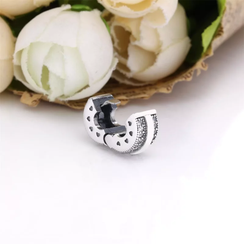 (imagen para) Charm Clip PANDORA Sparkling Pavé Lines & Logo - 799042C01 - Ver 4