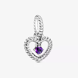 (imagen para) Charm colgante de corazón morado con cuentas de PANDORA - 798854C03
