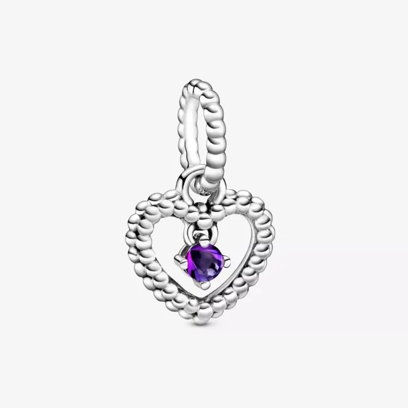 (imagen para) Charm colgante de corazón morado con cuentas de PANDORA - 798854C03