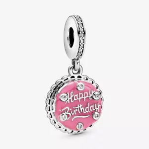 (imagen para) Charm colgante de pastel de cumpleaños rosa PANDORA - 798888C01