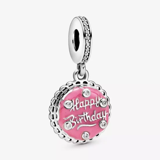 (imagen para) Charm colgante de pastel de cumpleaños rosa PANDORA - 798888C01