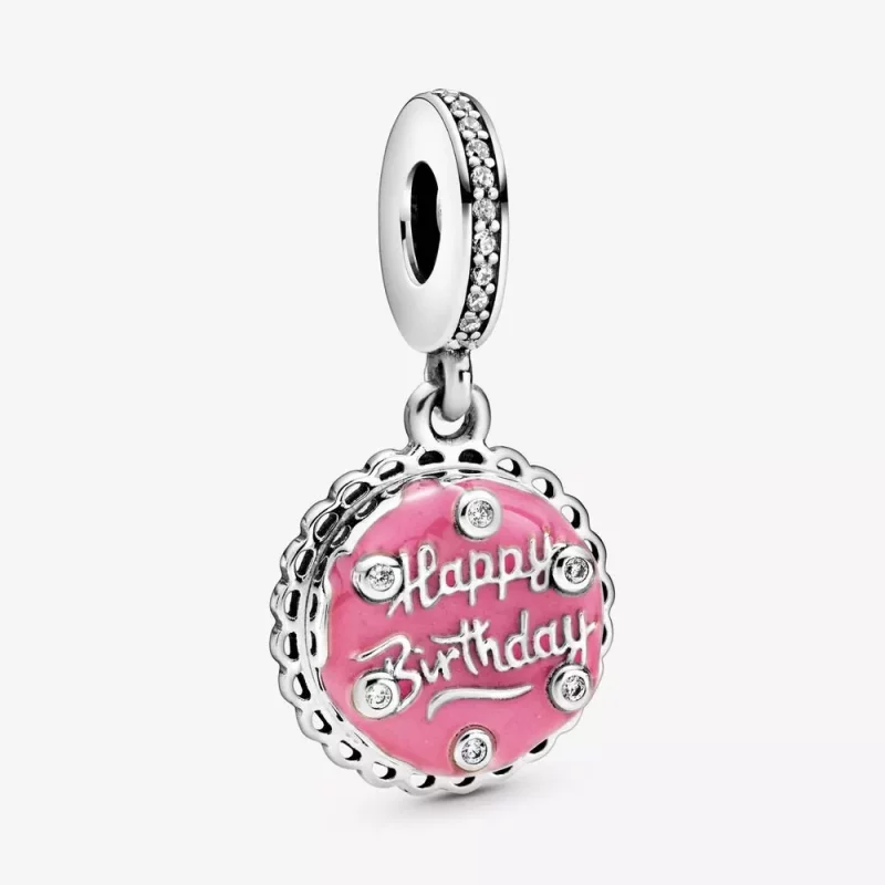 (imagen para) Charm colgante de pastel de cumpleaños rosa PANDORA - 798888C01