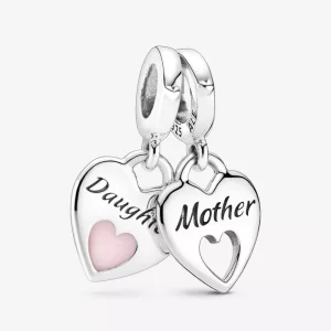 (imagen para) Charm colgante PANDORA de doble corazón dividido - 799187C01