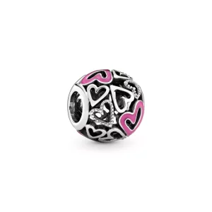 (imagen para) Charm de PANDORA en rosa con diseño de corazón calado a mano - 798677C01