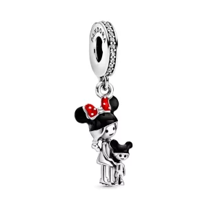 (imagen para) Colgante PANDORA Disney de plata de ley con circonita cúbica transparente y esmalte negro y rojo - 798805C01