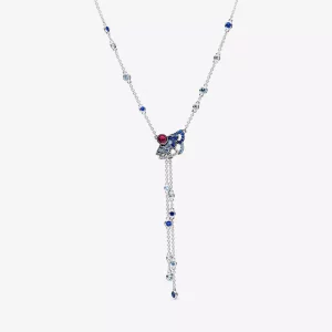 Collar Y-Abanico PANDORA Azul y Rosa (2 Formas de Usar) - 398183SRUMX-45 (imagen para) Collar Y-Abanico PANDORA Azul y Rosa (2 Formas de Usar) - 398183SRUMX-45
