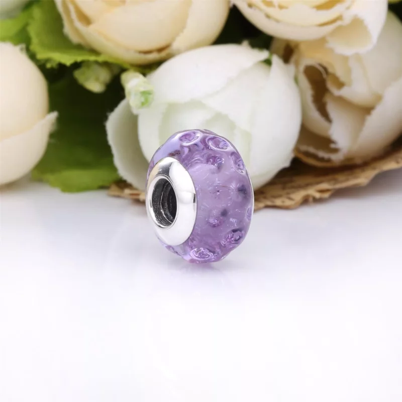 (imagen para) Encanto de vidrio murano lavanda ondulado PANDORA - 798875C00 - Ver 3