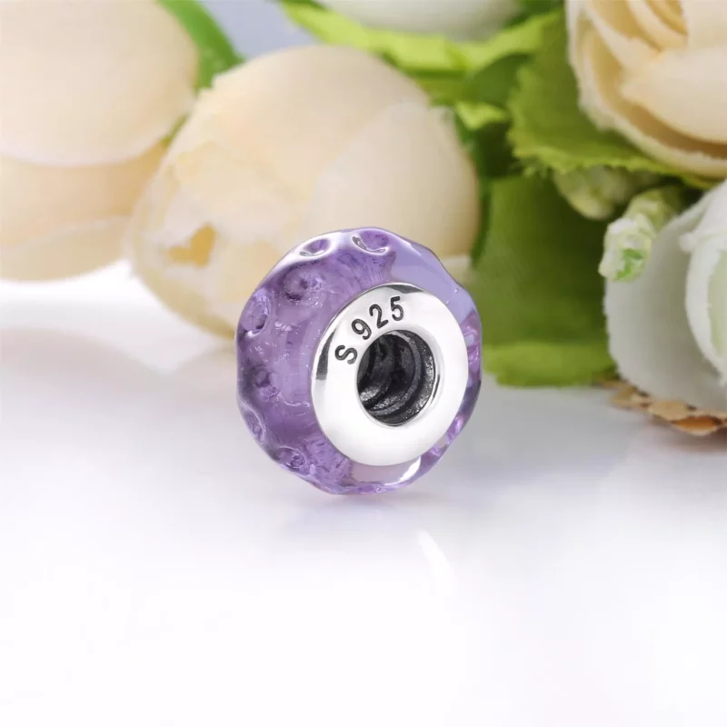 (imagen para) Encanto de vidrio murano lavanda ondulado PANDORA - 798875C00 - Ver 4