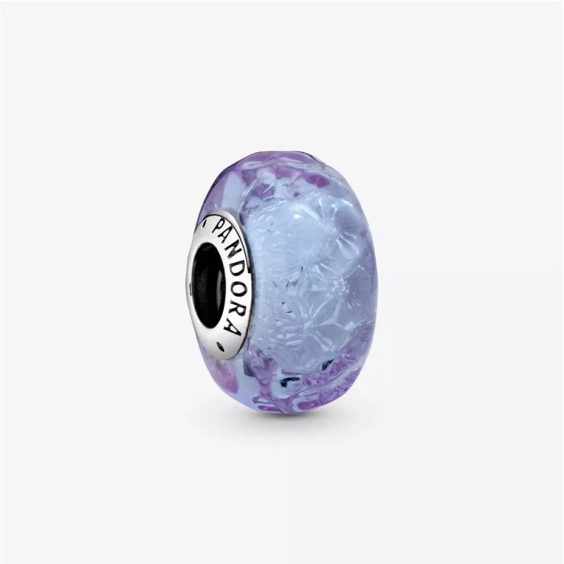 (imagen para) Encanto de vidrio murano lavanda ondulado PANDORA - 798875C00