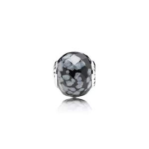 (imagen para) PANDORA BELIEF ESSENCE COLLECTION encanto en plata con obsidiana copo de nieve - 796045SFO