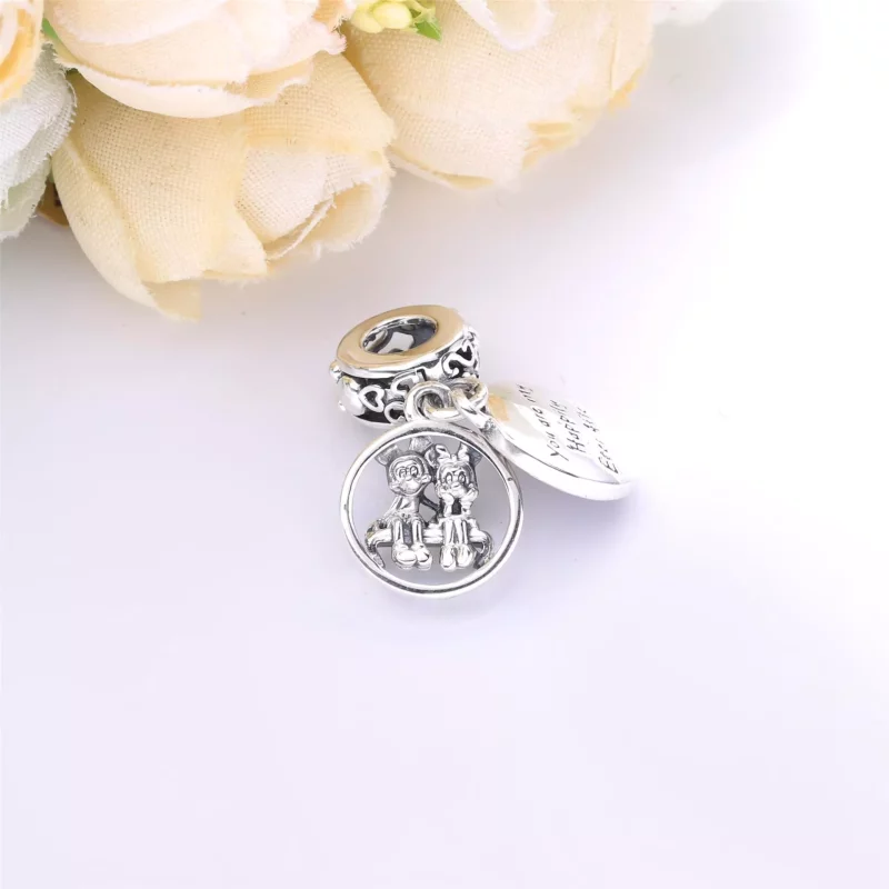 (imagen para) PANDORA Disney Mickey Mouse y Minnie Mouse Dije colgante Felices para siempre - - Ver 4