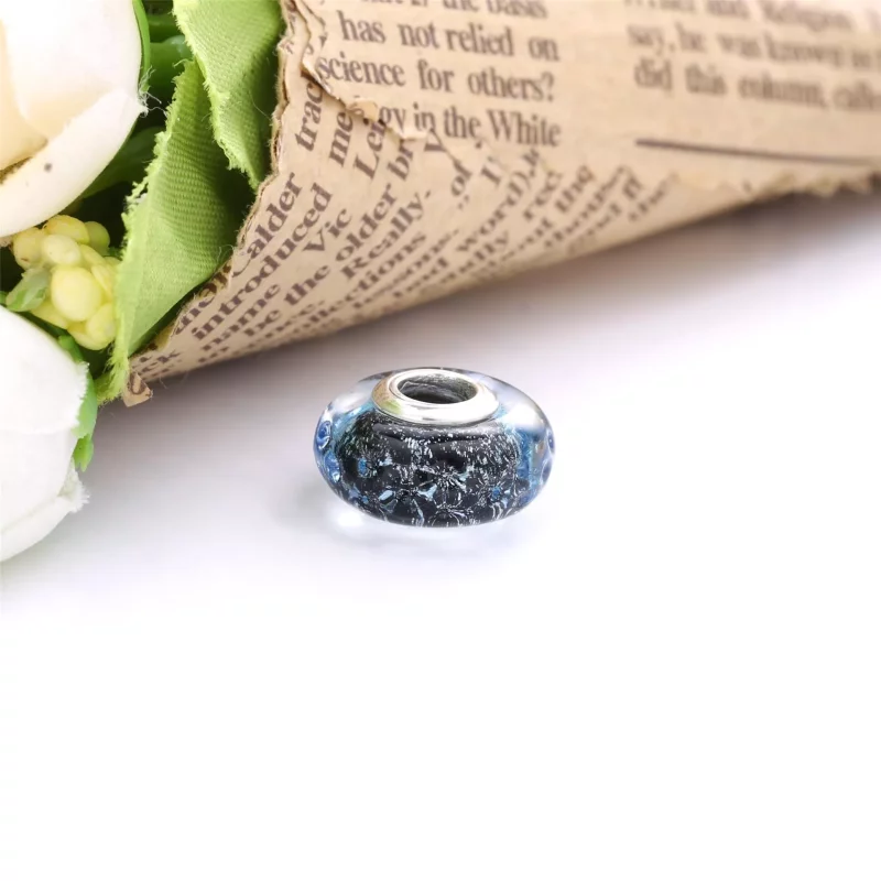 (imagen para) PANDORA Encanto Oceánico de Vidrio Murano Azul Oscuro Ondulado - 798938C00 - Ver 3