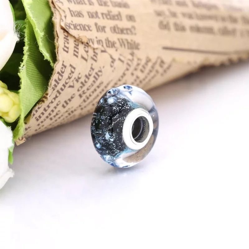 (imagen para) PANDORA Encanto Oceánico de Vidrio Murano Azul Oscuro Ondulado - 798938C00 - Ver 4