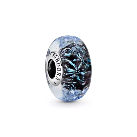 (imagen para) PANDORA Encanto Oceánico de Vidrio Murano Azul Oscuro Ondulado - 798938C00