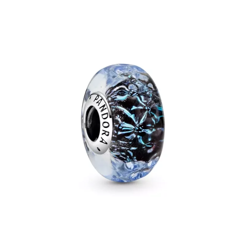 (imagen para) PANDORA Encanto Oceánico de Vidrio Murano Azul Oscuro Ondulado - 798938C00