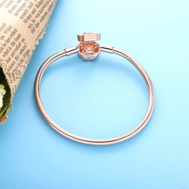 (imagen para) Pandora Moments Pulsera de cadena de serpiente con cierre de abanico rosa - 5881 - Ver 5