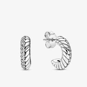 (imagen para) Pendientes de Aro con Patrón de Serpiente PANDORA Pavé - 299091C01