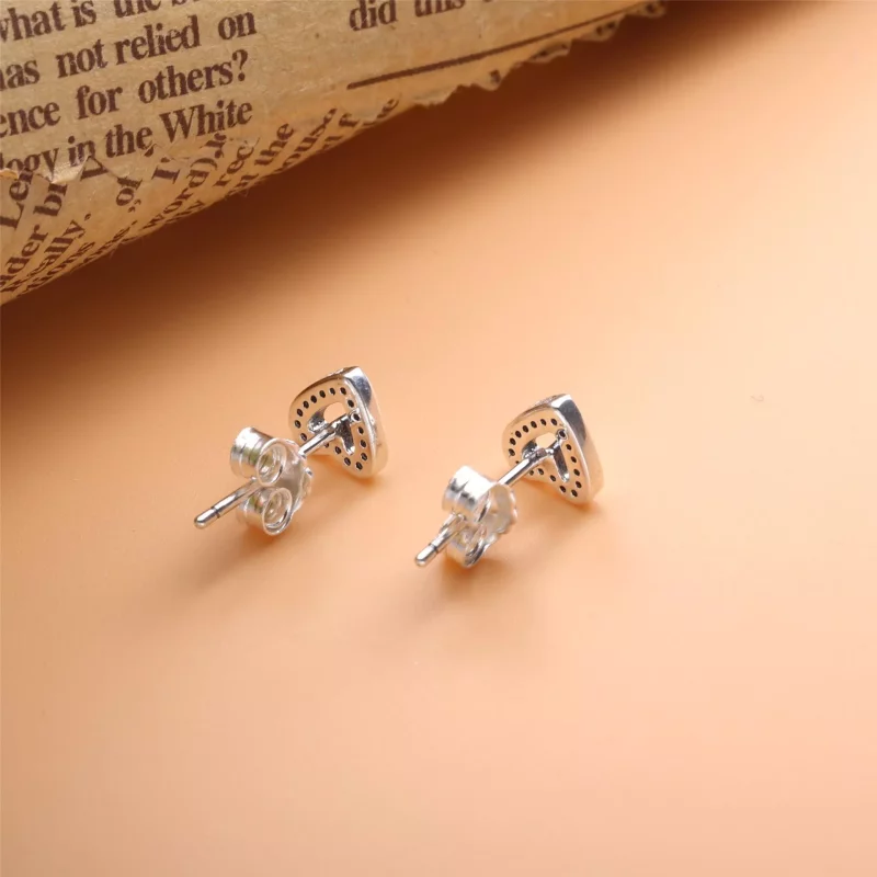 (imagen para) Pendientes de botón PANDORA Sparkling Freehand Heart - 298685C01 - Ver 4