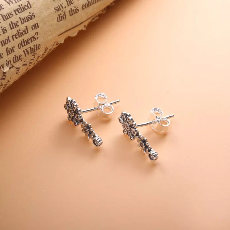 (imagen para) Pendientes de botón trío PANDORA Sparkling Daisy Flower - 298876C01 - Ver 4