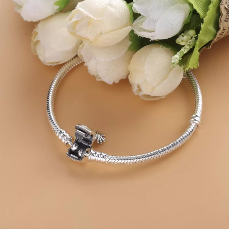 (imagen para) Pulsera de cadena de serpiente con broche de flor Margarita Pandora Moments - 59 - Ver 2
