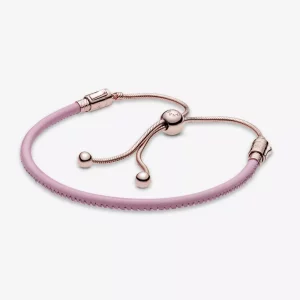 (imagen para) Pulsera deslizante de cuero rosa Pandora Moments - 589002C01