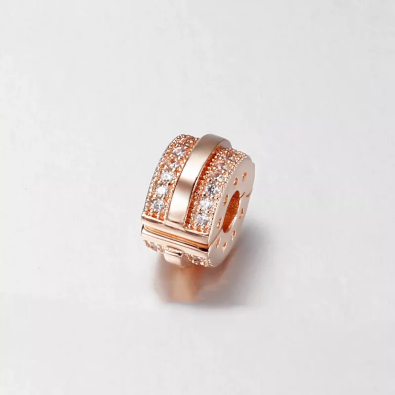 (imagen para) Pulsera PANDORA con encanto de clip de Líneas y Logo Pavé Brillante - 789042C01 - Ver 2