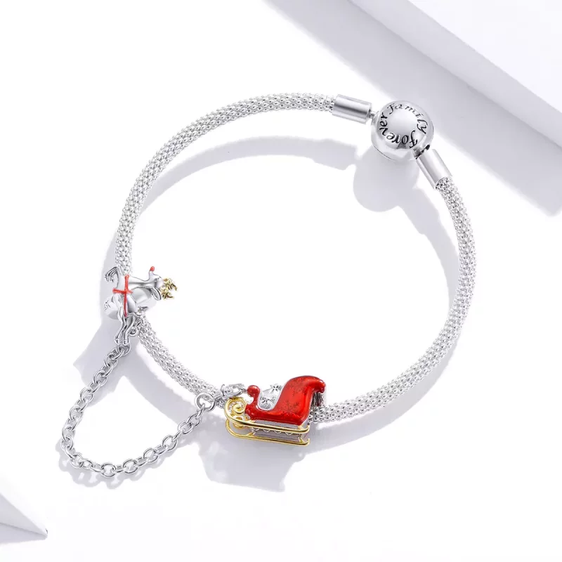 (imagen para) Cadena de seguridad estilo Pandora para el trineo de Santa - SCC1667 - Ver 3