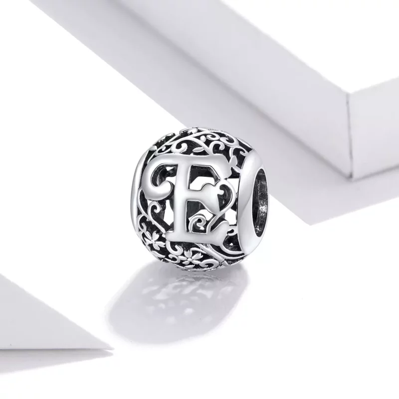 (imagen para) Charm de letra E con flores de estilo Pandora - SCC1444-E - Ver 2