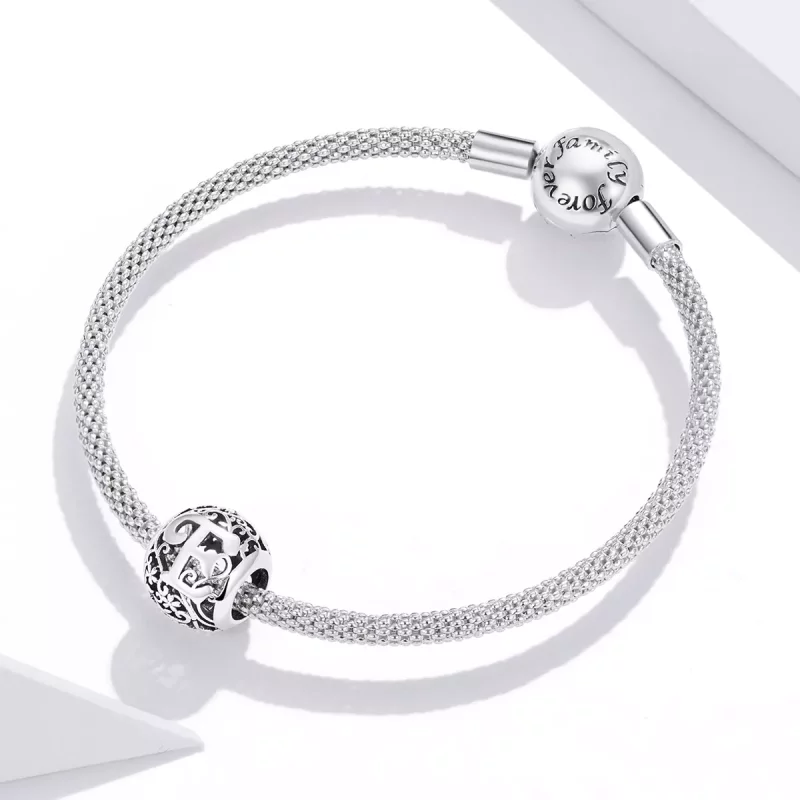 (imagen para) Charm de letra E con flores de estilo Pandora - SCC1444-E - Ver 3