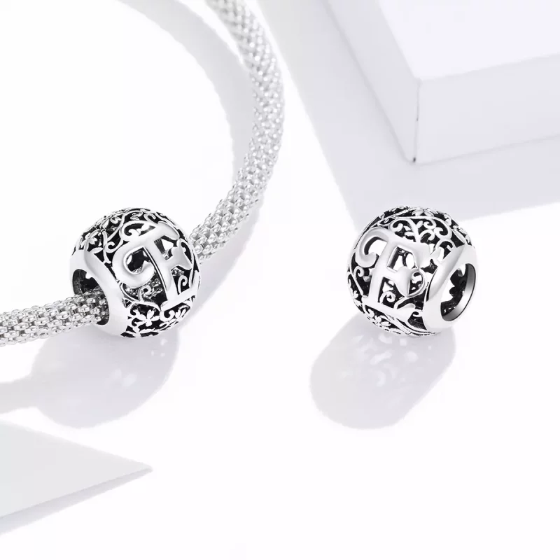 (imagen para) Charm de letra E con flores de estilo Pandora - SCC1444-E - Ver 4