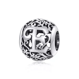 (imagen para) Charm de letra E con flores de estilo Pandora - SCC1444-E