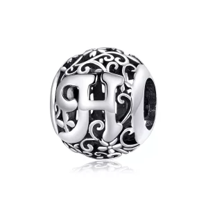 (imagen para) Charm de letra H con diseño Pandora de flor calada - SCC1444-H